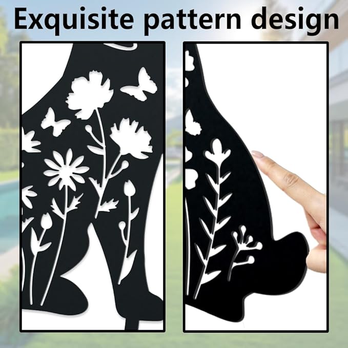 WADORN Adorable Fox Metal Outdoor Statues Silhouette, Fox Metal Decorative Garden Stakes Funny Animal Silhouette Ornament Gift Fox Outdoor Decoration for Garden Backyard Patio Lawn Outdoor Ornaments