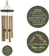 ASTARIN Memorial Dragonflies 36" Wind Chimes, Personalized Name Sympathy Wind Chime, in Memory of Loss Mom Loved One, Large Deep Tone Bereavement Windchimes for Patio Clearance(Produced in USA)