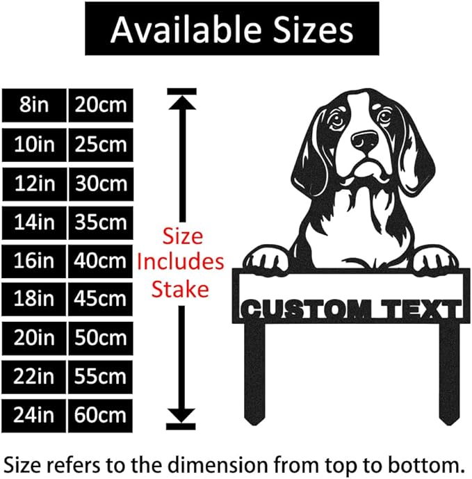 Personalized Metal Beagle Dog Garden Sign, Custom Dog Statue Beagle Yard Sign with Stakes, Customized Animal Pet Garden Stake Plaque Patio Lawn Decorative Outdoor Décor Name Signs