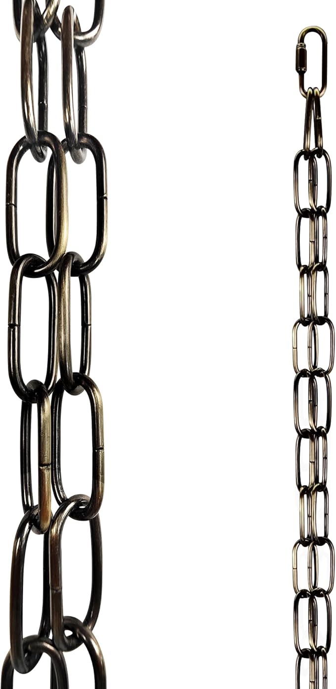 LOFIR 16.5 FT Matte Bronze-Colored Rain Chain with Hooks - Rain Chains for Outside - Adjustable Rain Catcher Chains with Bell for Eaves Drainage - Easy Install Bronze-Colored (Diameter 3mm)