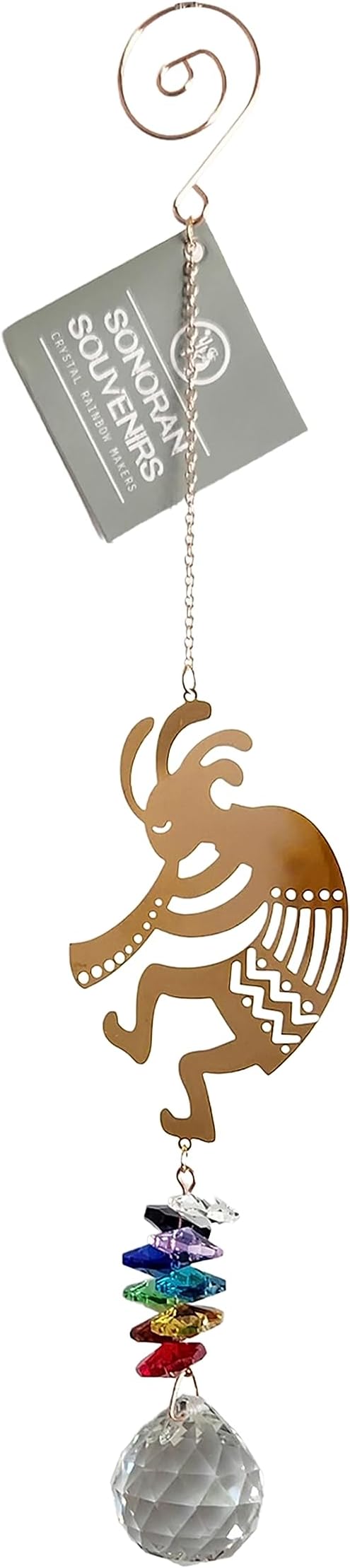 Crystal Cascade Suncatcher - Rose Gold Crystal Hanging Ornament for Windows Hanging Prism Rainbow Maker Feng Shui (Kokopelli)