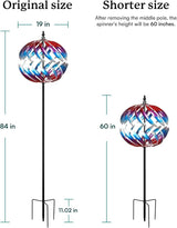 Yard Garden Wind Spinners - Large Outdoor Metal Wind Spinners Sculptures, Yard Art Lawn Garden Decor (19" W x 84" H)
