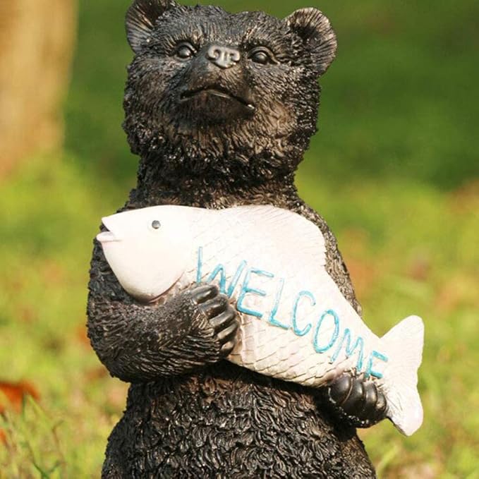 Garden Ornaments Decor Statue Outdoor,Garden Statue Animal Sculpture Garden Statue Ornament, Bear Resin Sculpture Ornament Garden Animal Statue Durable Resin Animal Sculpture Indoor Outdoor,