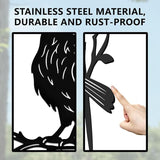 WADORN Crow Raven on Branch Metal Yard Art Decor, Bird on Branch Outdoor Tree Silhouette Stake for Tree Yard Garden Patio Animal Outdoor Decor Gift for Housewarming Home Art Decor