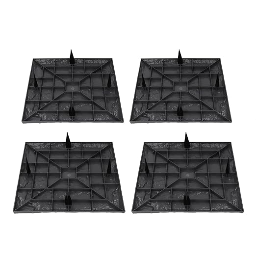 Pwshymi Stepping Stone Weatherproof Decorative Textured Pathway Outdoor Garden Dcor for Lawn, 4 Pack (Grey)
