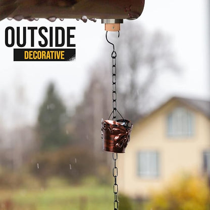 8.5FT Rain Chains for Drain Gutter Through Downspouts and Rain Barrel with Rain Chain Gutter Adapter - Outdoor Rust-Resistant Plated Iron and Thick Chain Garden Décor (Bronze-Butterfly)
