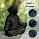 OLOMA Heavy Solid Concrete Dog Statue Meditation Inspired Stone Sculpture with Protective Resin Coating Outdoor Indoor Decor Accent for Garden and Interior Setting Decorative Garden Accent Feature