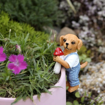 Dog Figure Plant Pot Hanger, Flower Pot Hugger, Resin Tortoise Statue, Funny Pot Huggers for Planters, Cute Climbing Tortoise Flower Pot Hugger, Garden Fence Balcony Patio Yard (Dog)