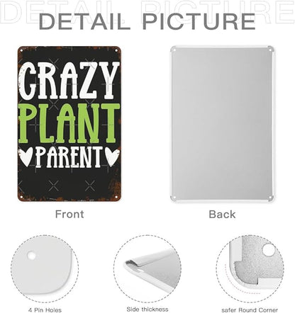 patio wall decor Crazy Plant Parent vintage signs metal Bathroom Wall Decor Sign for Bathroom,Kitchen,Yard,Garage,Cafe,Hotel and Home Fun Quotes and Inspirational Messages 8X12inch