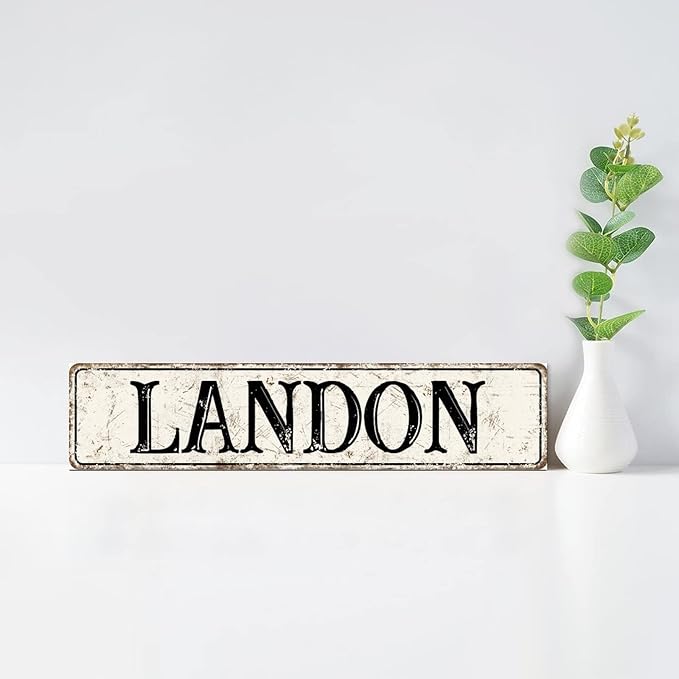 Madcolitote Rustic Landon Wood Signs Landon Street Signs Customized Vintage Wood Plaque Farmhouse Wall Art Wall Decor for Home Bars Clubs Cafes Man Cave Party 4x18in
