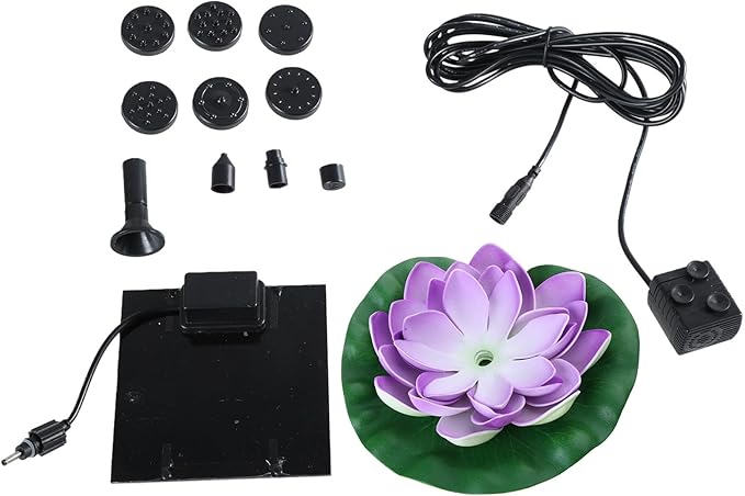 Solar Garden Fountain Water Lilies Designs Outdoor Bird Bath Accessories Suitable for Patios and Fish Pond Fish Pond Accessories
