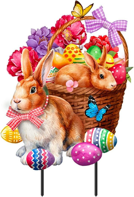 Briarwood Lane Bunnies and Basket Metal Art