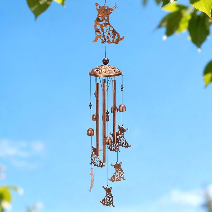 Corgi Gifts Wind Chimes - Dog Decor Outdoor Windchimes Garden Lawn Patio Yard Indoor Home Decorations Butterfly Flower Memorial Sympathy Christmas Birthday Gift for Women Men Mother Wife