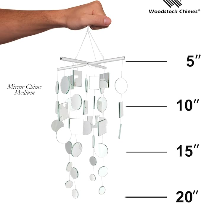 Woodstock Chimes Asli Arts Collection, Mirror Chime, Medium (20'') Capiz Wind Chimes for Outdoor, Patio, Home or Garden Décor (C125)