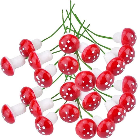 30PCS Mini Mushroom Decoration Garden Micro Landscape Small Mushroom, Miniature Mushroom Christmas Tree Ornament Xmas Party DIY Decoration