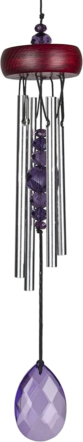 Woodstock Chimes Signature Collection, Gem Drop Chime, 10'' Violet Décor Designs - Small Chimes Wind Chimes for Outdoor, Patio, Home or Garden Décor (GEMVI)