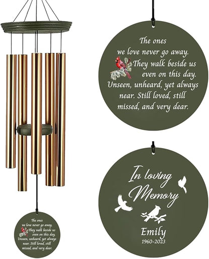 Personalized Cardinal Wind Chime, Sympathy Gifts for Loss of Loved One, Loss of Mother Memorial Gift, Memorial Wind Chimes Deep Tone, Ship from US