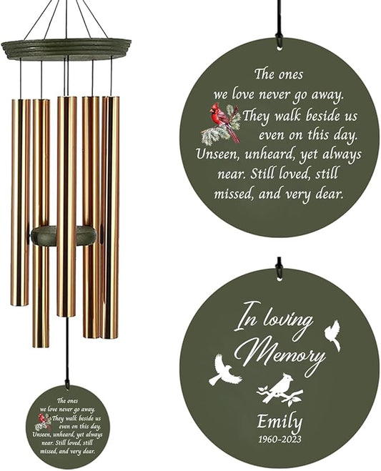 Personalized Cardinal Wind Chime, Sympathy Gifts for Loss of Loved One, Loss of Mother Memorial Gift, Memorial Wind Chimes Deep Tone, Ship from US