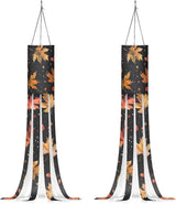 Fall Maple Leaf 2 PC Windsocks Outdoor Hanging for Front Home Yard Patio Lawn Garden Tree Party Fall Thanksgiving Decoration Machine Washable