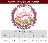 MeMate Flamingo Metal Sign, Outdoor Décor for Backyard, Patio, Pool, Kitchen, Lounge, Personalized Name Outdoor Sign, Pink Metal Sign Housewarming Gift for Family Friend