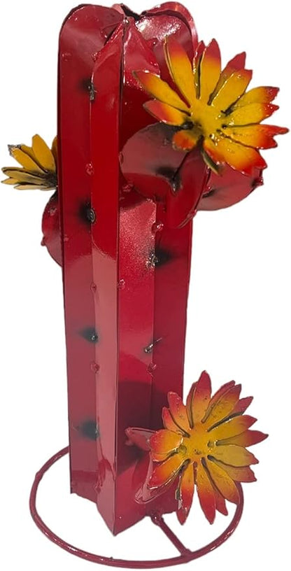 Mini Metal Saguaro - Garden Art (Red)