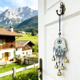 Evil Eye Metal Wind Chimes with Bell, Handing Wind Chime for Home Decoration Accessories, Blue Lucky Evil Eye Wall Decor Pendant for Indoor