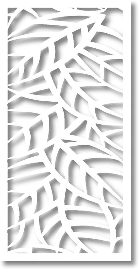 VIMA (Leaf Veins) Decorative Wall Art Panel - 48" L x 24" W x 3/8" H, White Color PVC Board Panel with Private Screen Fence Design for Home Renovation & Wall Décor