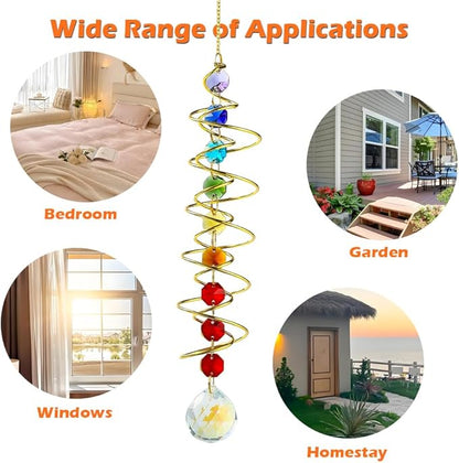 Rainbow Crystal Suncatcher, Spinners Crystal Wind Chimes, Suncatchers for Windows Hanging, Wind Chimes Indoor Gifts for Women