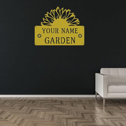 CFC0121323 Sunflower Metal Signs, Flowers Garden Plaque for Mom Grandma,Custom name Metal Garden Signs Outdoor Decor,Rustic Decorations for She Shed, Potting Shed, Housewarming Gifts