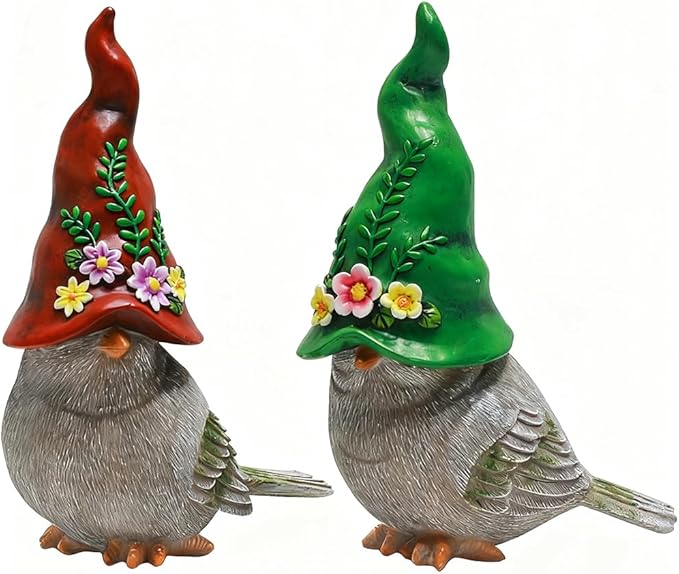 2Pcs Bird Statues Cute Bird Sculptures Garden Decor Bird Figurines Home Decor Decorative Bird Ornaments for Indoor Outdoor Patio Lawn Yard Tabletop Bookshelf Decor