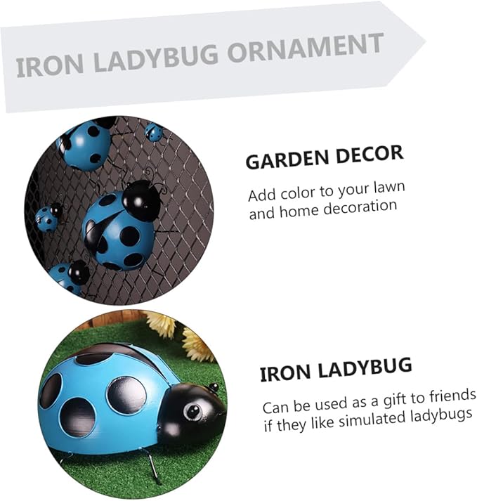 Kisangel 3pcs Simulated Ladybug Decor Iron Garden Ornaments for Outdoor Decoration for Yards and Patios Vibrant Colors for Home and Garden Aesthetics