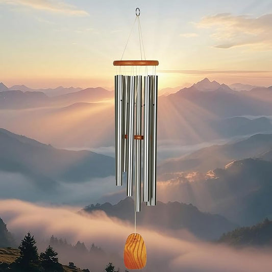 Woodstock Wind Chimes for Outside, Garden Decor, Outdoor Decor for Your Patio and Front Porch (39") Woodstock Gregorian Chimes Tenor Silver Inspirational and Memorial Wind Chime Christmas Gifts (GTS)