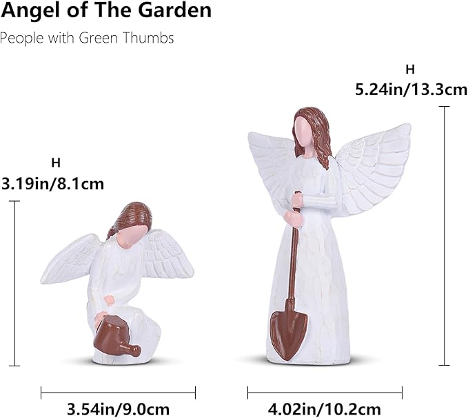 Garden Angel Statues of Set 2, Gardening Gifts for Women Figurines, Unique for Mom Sisters Grandma Friends, Gift to Celebrate Friendships