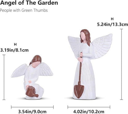 Garden Angel Statues of Set 2, Gardening Gifts for Women Figurines, Unique for Mom Sisters Grandma Friends, Gift to Celebrate Friendships