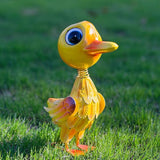 Metal Garden Statue Decor for Outside,Yellow Duck Garden Sculptures Lawn Ornaments Garden Yard Art for Backyard Patio Decoration