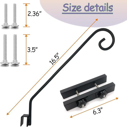 Deck Hook Rail Suitable for Hanging Flower Baskets Wind Chimes Planters Bird Feeders Lights, Heavy Duty Pole Long 16.5 inches Holds up to 15lbs with Ease（2pcs）