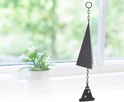 North Country Wind Chimes, Iron Triangle Wind Bell Chimes, Black Painted Wind Chimes with Lighthouse, for Indoor and Outdoor Garden Decorations