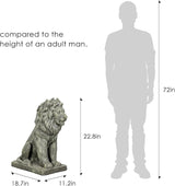 Lion Statue for Garden - Outdoor Sculpture Decoration - 22.8" H Concrete Seated Lion Statue for Home Décor Patio Yard