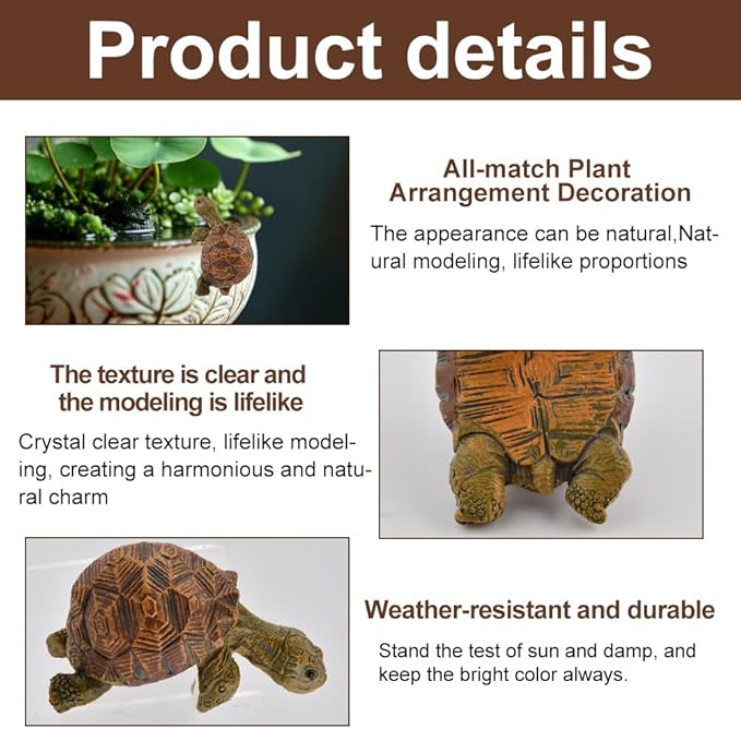 Turtle Statue Tortoise Figurine Plant Pot Hanger, Mini Climbing Turtle Ornament Garden Decor, Resin Cute Tortugas Ornament Desk Decor for Bonsai Succulents Aquariums
