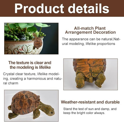 Turtle Statue Tortoise Figurine Plant Pot Hanger, Mini Climbing Turtle Ornament Garden Decor, Resin Cute Tortugas Ornament Desk Decor for Bonsai Succulents Aquariums