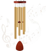 Leinuosen Wind Chimes for Outside Wind Chimes Outdoors Deep Tones 28" with 6 Aluminum Tubes Memorial Sympathy Windchime for Valentine Tree Decor Garden Courtyard Mom Loved One Gifts(Classic,Gold)