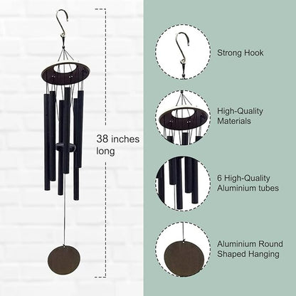 VOS Aura Deluxe Metal Windchime - 38” Beautiful Melodic Hanging Wind Chimes – Set of 2, Perfect Home and Garden Décor, Patio and Yard (Brush White and Bronze)