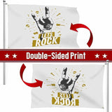 Swono Rock Gesture Flag 3x5 Ft Music Vintage Guitar Skull Note Word Flag Double Sided Double Stitched with Brass Grommets