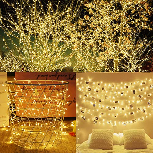 300 LED String Lights - 98.5FT, Warm White, 8 Modes, Waterproof