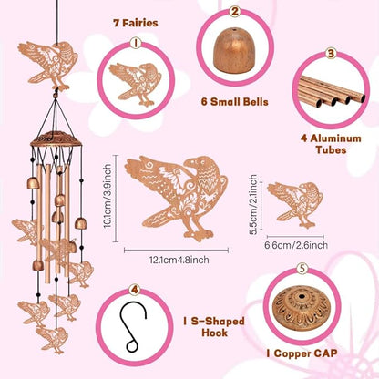 Wind Chimes for Outside, Crow Aluminum Tube Windchime Melodious Melodic for Porch Patio Garden Decor, Unique Metal Memorial Wind Chimes Housewarming Gifts for Friends and Family