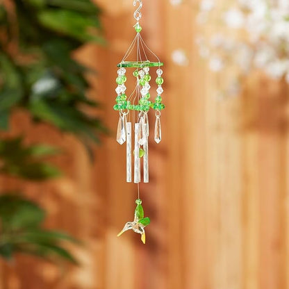 Gifts & Decor Leafy Green Hummingbirds Acrylic and Metal Wind Chime