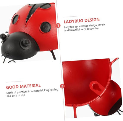 Holibanna 3pcs Iron Art Ladybug Decorations Realistic Outdoor Garden Decor Red Ladybug Adornments for Lawns Patios and Gardens Extra Small Small Medium