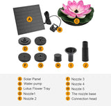 Solar Water Fountain for Bird Baths, Floating Solar Powered Water Fountain Pump for Birdbath, Garden, Pond, Pool, Outdoor Decor, Water Lily, Berry Pink