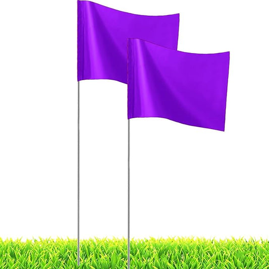 20Pack Purple Marking Flags, JIZHGRAD 13x4x5 Inch Marker Flags Use for Yard & Lawn, Boundary & Dog Training, Survey & Landscape, Sprinkler & Surveyor, Garden & Construction, High Visibility, Sturdy, Versatile, UV & Weather Resistant