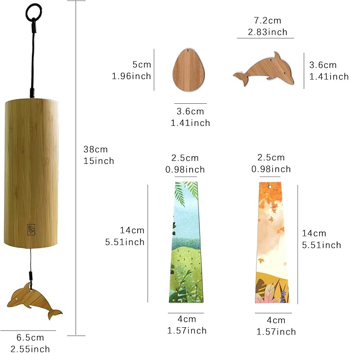 LingTing Bamboo Wind Chimes for Sound Healing, Meditation, Relaxing Emotions,Chord Wind Chimes Hand-Cranked Wind Chimes Unique Decor Gardening Gift for Outdoor Decoration(Am-Frost)